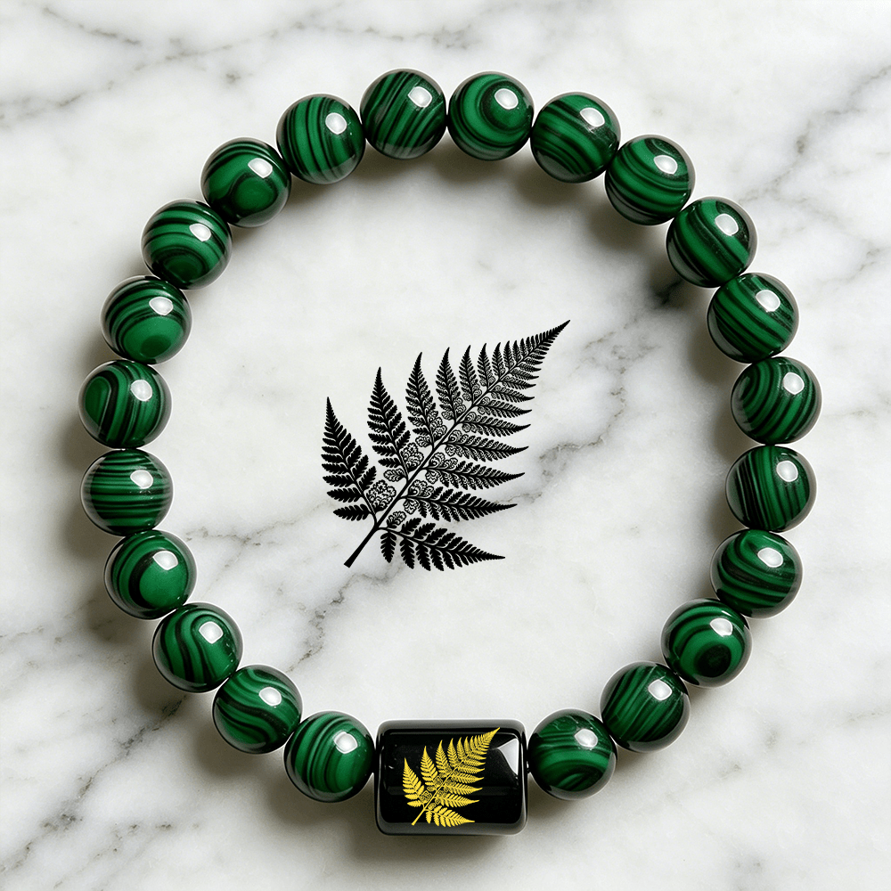 Beaded Bracelet with Fern Leaf Pattern, Boho Style